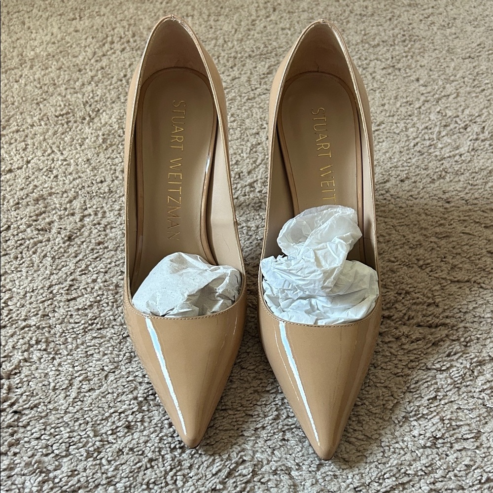 Stuart Weitzman Nude Patent Leather Heels